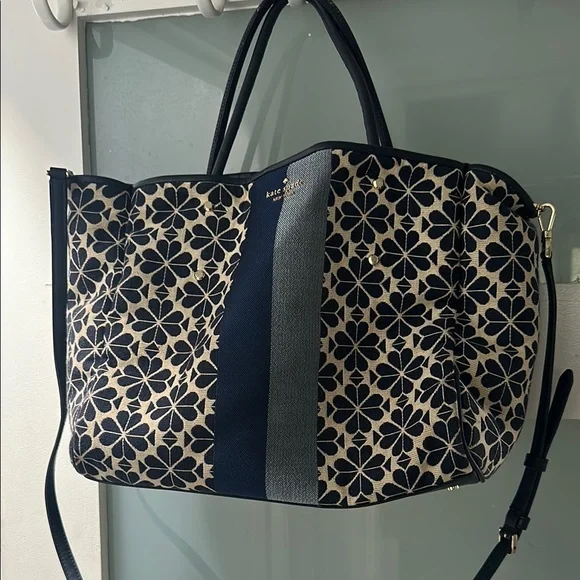 kate spade | Bags | Kate Spade Blue And Cream Floral Tote  Kate Spade Blue and Cream Floral Tote main image 0